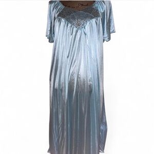 Vintage Baby blue lace and satin nightgown with lace detailing nightwear medium
